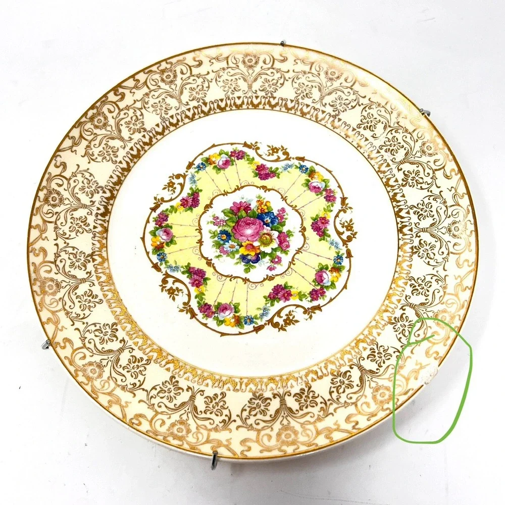 Candle Light American Limoges‎ Warranted 22k Gold Royal Delight Brocade Vintage